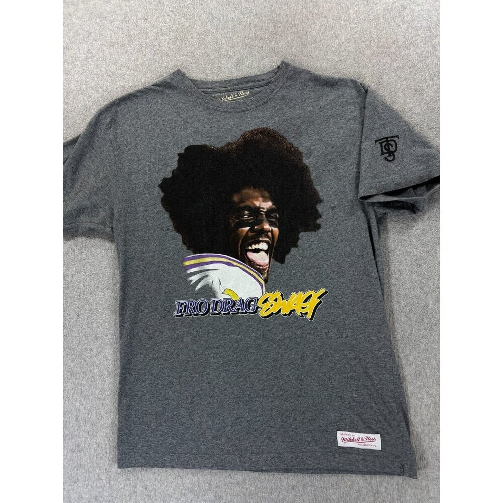Minnesota Vikings RANDY‎ MOSS Fro Drag Swag Crew Tee Shirt (Men's Medium) Gray